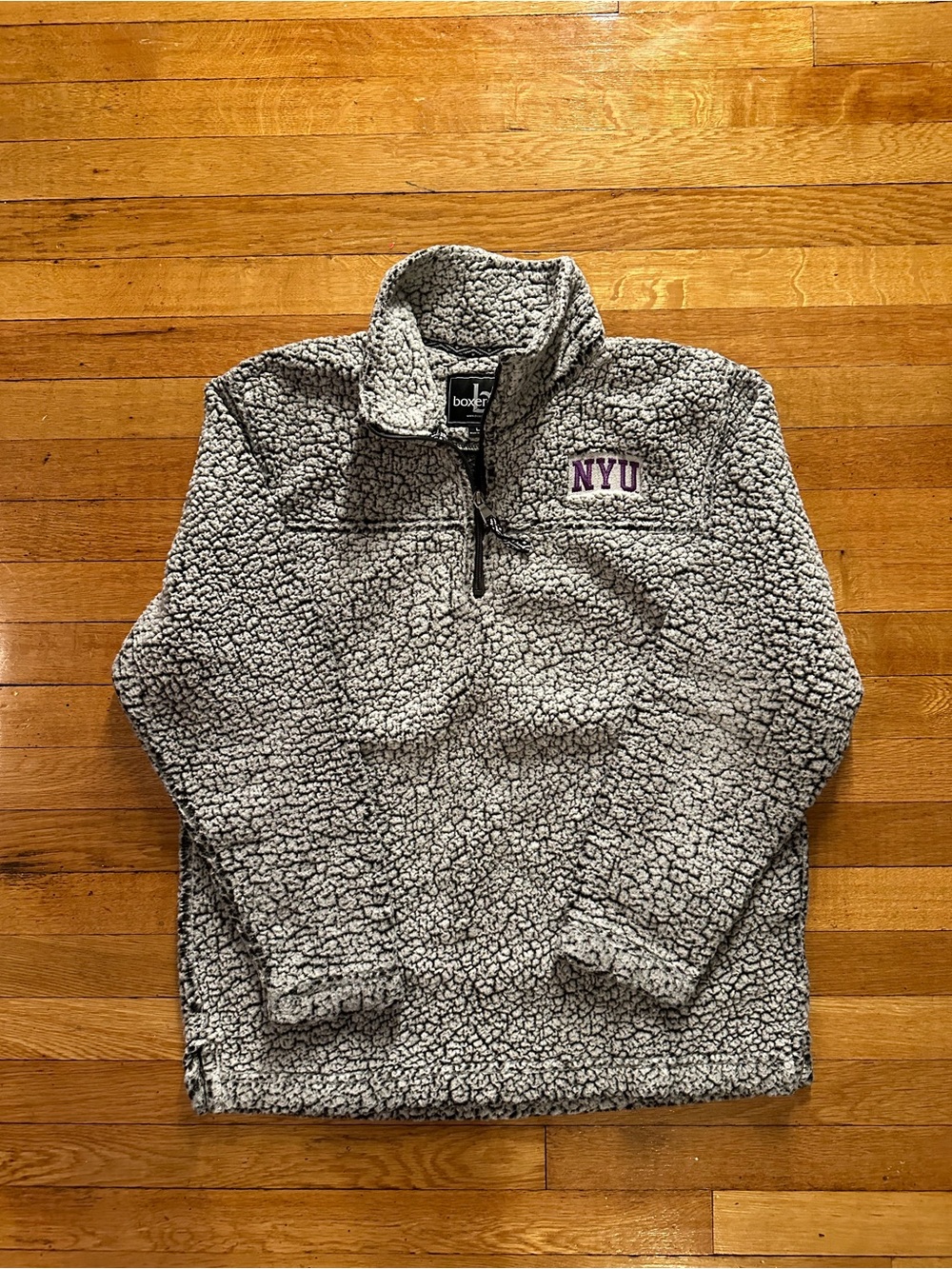 NYU New York University Soft & Warm Large Quarter Zip Fleece Pullover Vintage